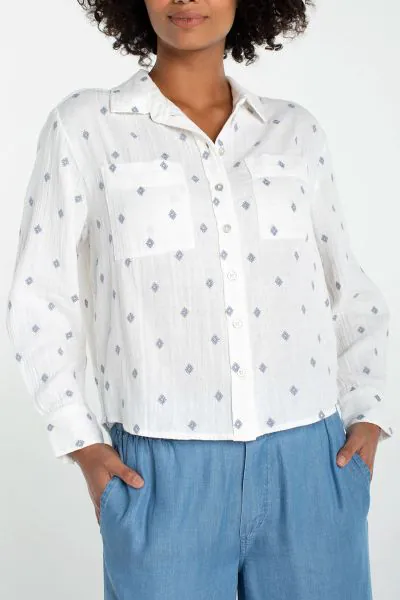 Liverpool High Low Hem Shirt In Ivory