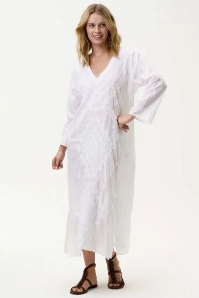One Season Goa Dress Embroidered In White