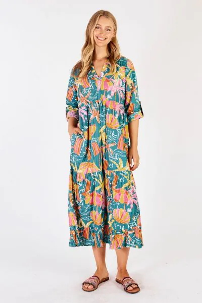 Lula Life Harlow Midi Dress In Sea