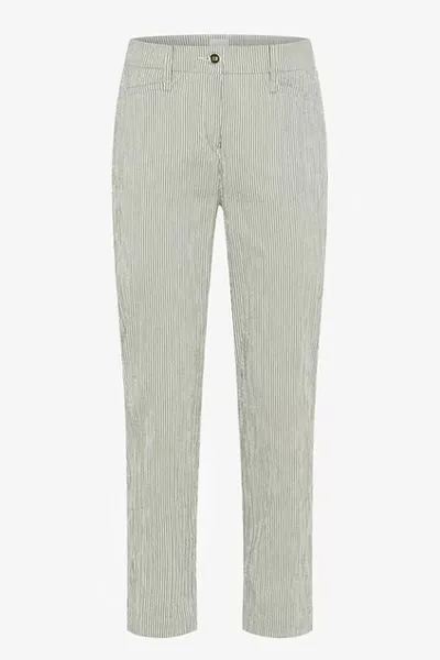 Brax Mara Stripe Crop Pant In Green
