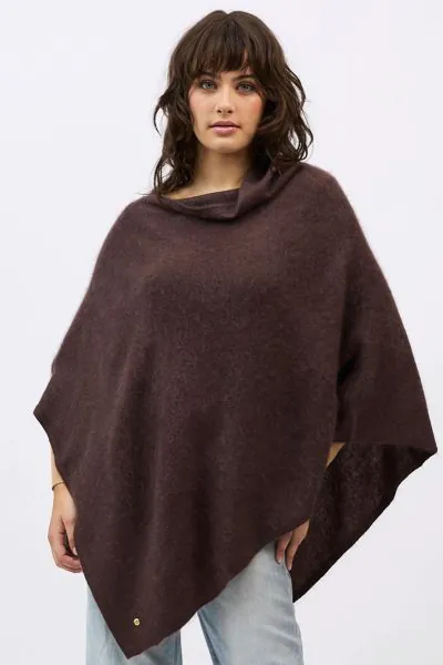 Mia Fratino Brushed Poncho In Chocolate