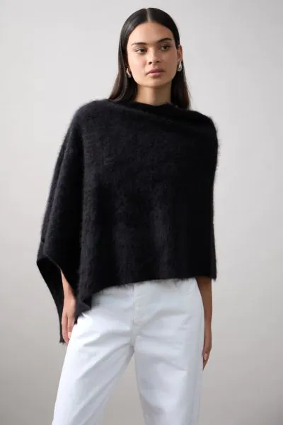 Mia Fratino Brushed Poncho In Black