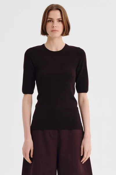 Morrison Talia Merino Knit Tee In Espresso