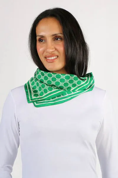 Namaskar Geometric Chain Square Scarf In Green
