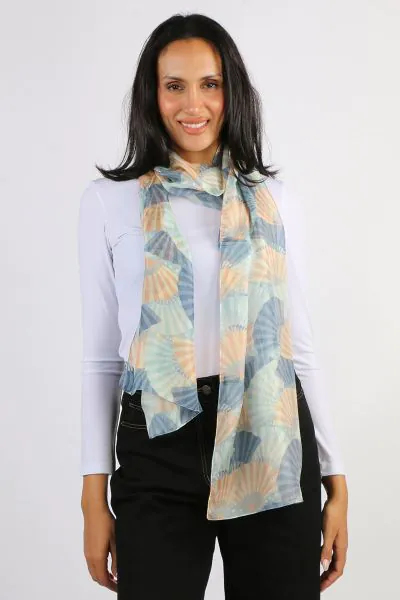 Namaskar Art Deco Fans Scarf In Multi