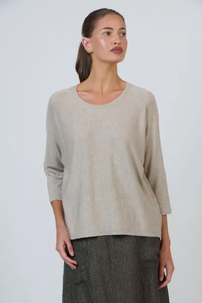 Naturals Relaxed Fine Knit Crew Neck Jumper In Natural