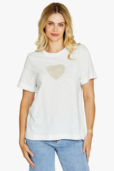 Ping Pong Carly Heart Tee In Ivory