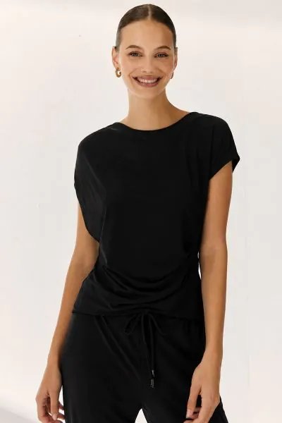 Paz Torras Drape Tee In Black