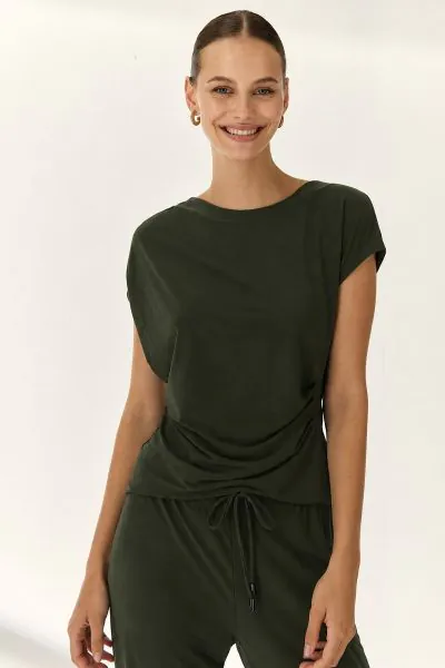 Paz Torras Drape Tee In Khaki
