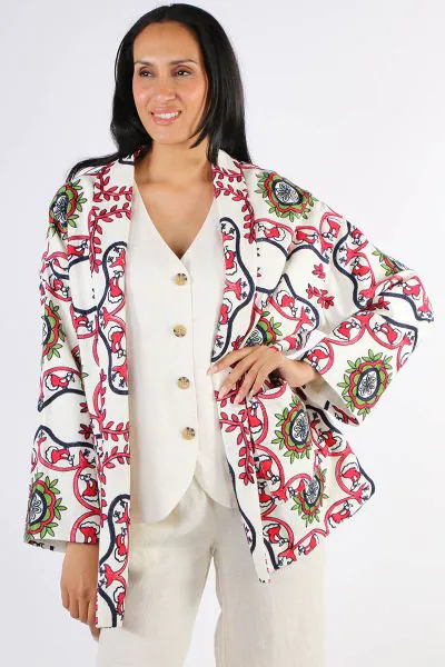 Pearl and Caviar Samarina Embroidered Jacket In Multi