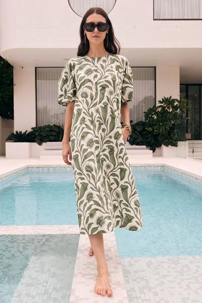 Pol Botanica Day Dress In Green