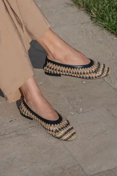 Sempre Di Raffia Ballet Flats In Multi
