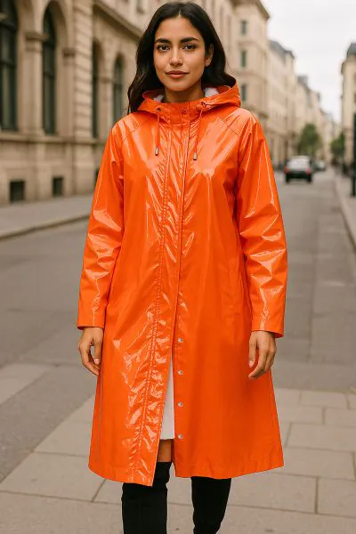 Ilse jacobsen Raincoat In Gloss Hot Orange