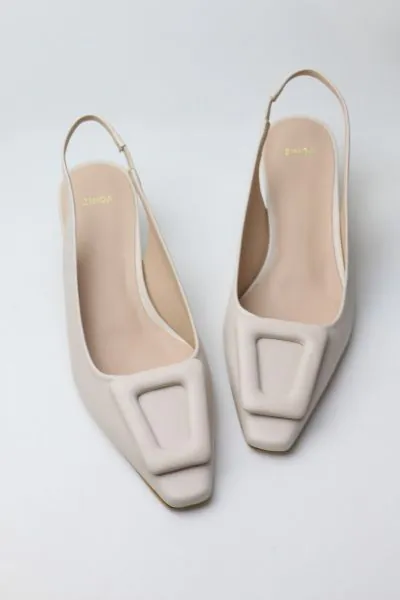 Slingback Cherie Heels By Zinda In Stone