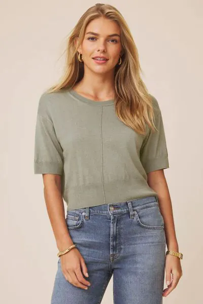 Splendid Erica Cropped Jumper In Green