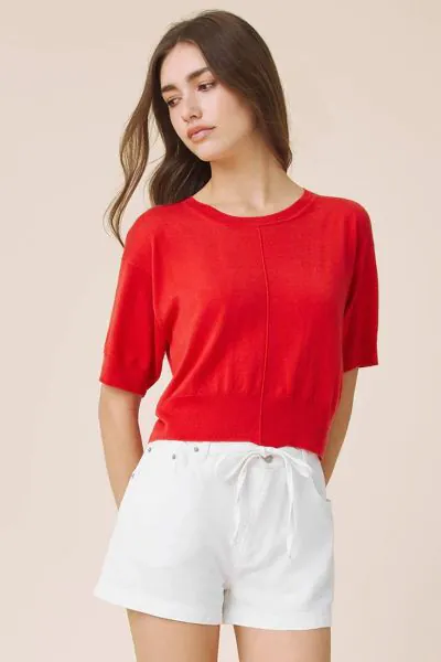 Splendid Erica Cropped Jumper In Red