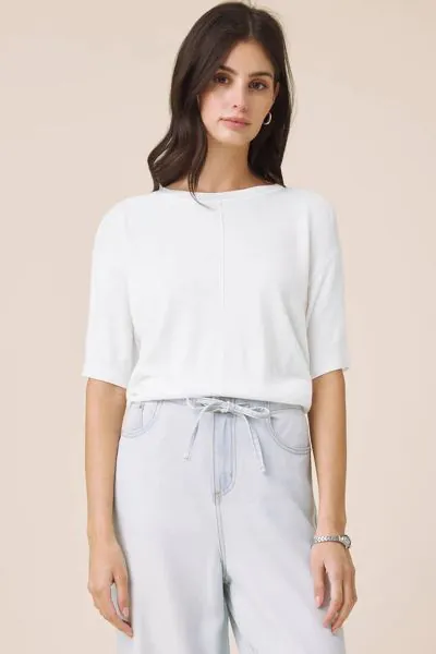 Splendid Erica Cropped Jumper In White