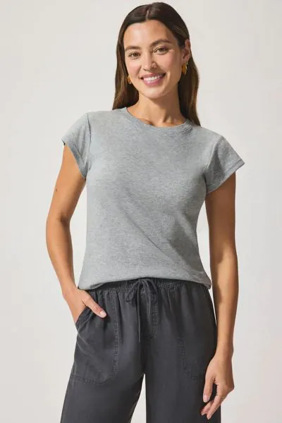 Splendid Faye Crewneck Tee In Grey