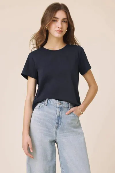 Splendid Loiusa Tee Top In Navy
