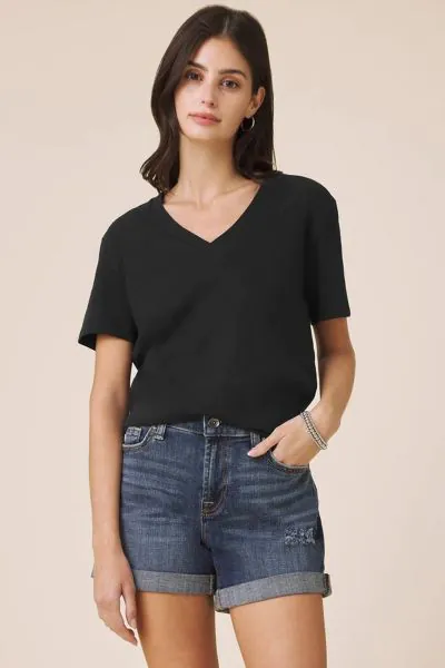 Splendid Louisa Boyfriend Tee In Black