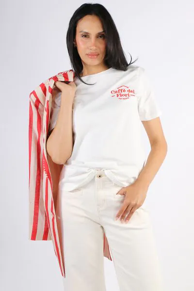 Threadz Caffe Tee In White