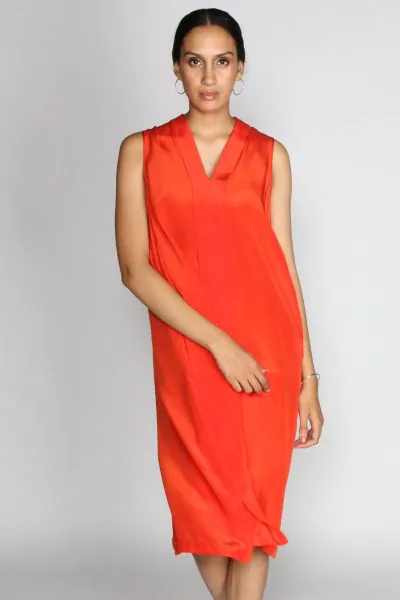 Orange Silk Bella Dress by Rasa