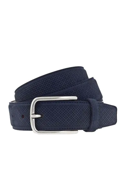 Vanzetti Laser Cut Belt In Navy