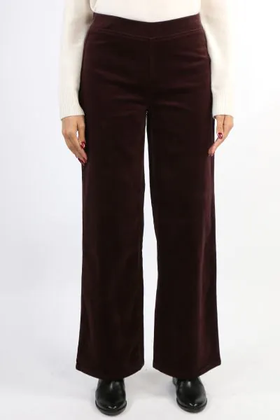 Vassalli Loft Cord Pull On Wide Leg Pant In Merlot
