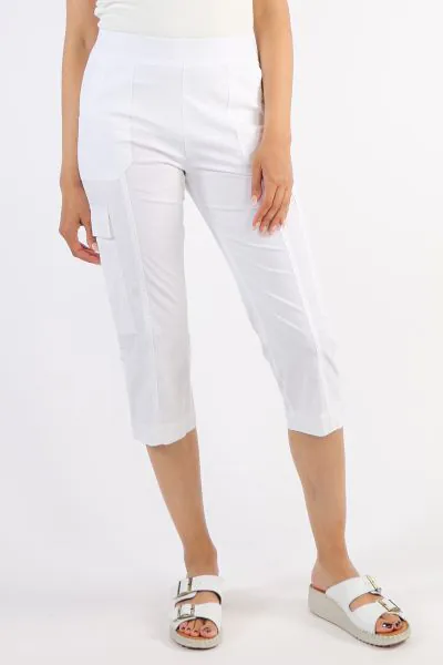 Vassalli Roll Tab Cargo Cotton Short In White