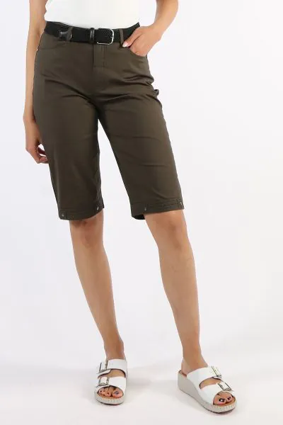 Vassalli Poplin Straight Leg Short in Khaki