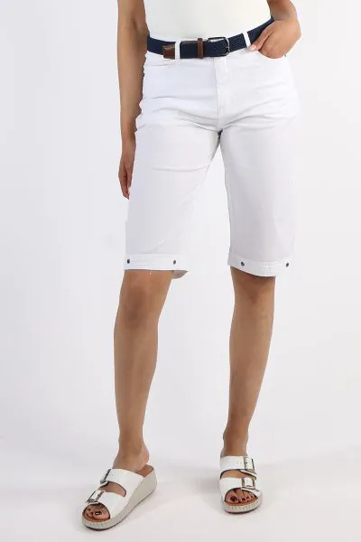 Vassalli Poplin Straight Leg Short in White