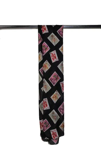 Namaskar Stamp Silk Scarf In Multi