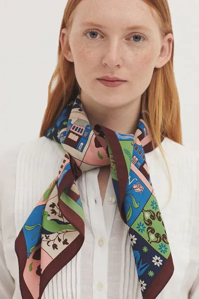 Nice Things Dutch Tiles Scarf In Navy