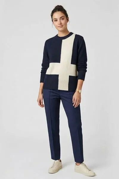 Crafted from a soft cotton blend with a touch of cashmere, the Courtside Sweater brings comfort and a modern point of difference to everyday knitwear. Designed with a classic crew neckline and ribbed trims, it features contrast colour knit panels that cre