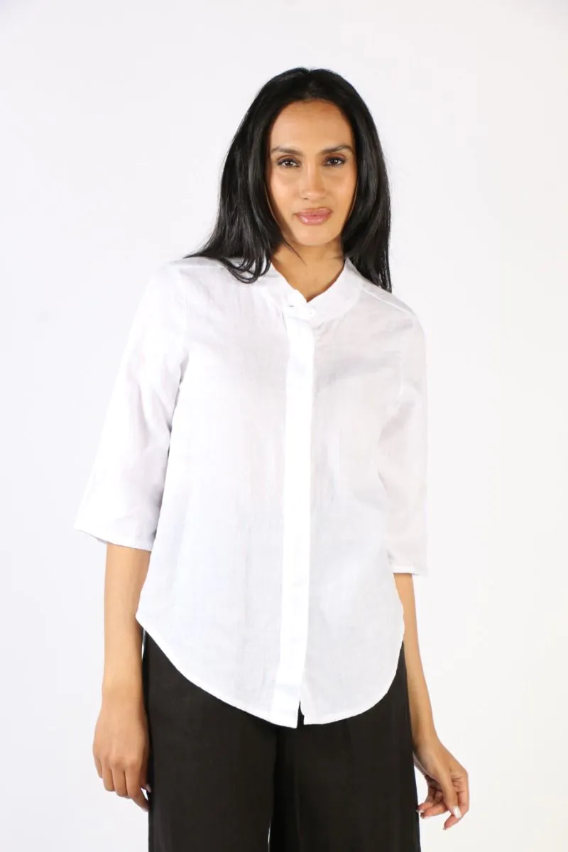 Reads Online Blueberry Linen Shirt In White