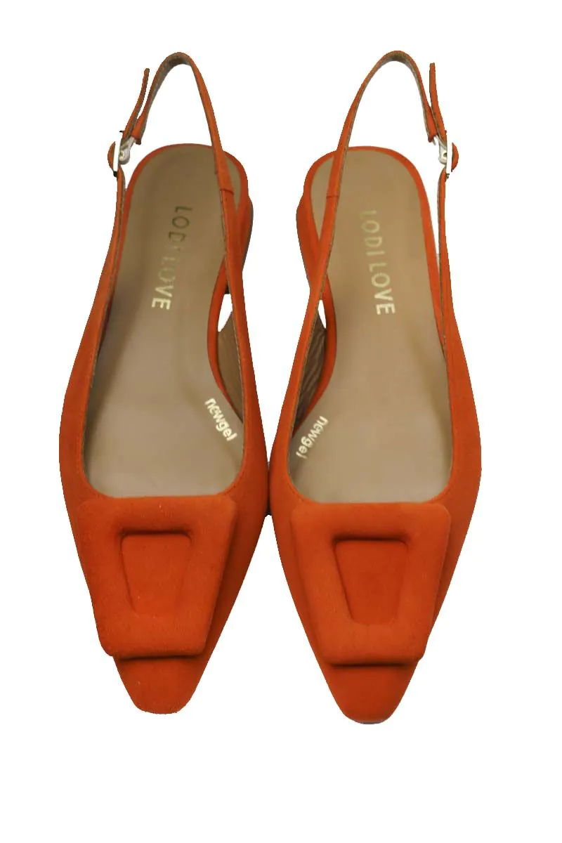 Reads Online Lodi Love Low Heel Suede Slingback In Orange - Main Image