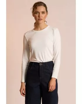 Neris Ribbed Arc Top Tee In White
