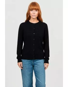 Our Kate Essential Button to Neck Cardi is the perfect all around cardigan. It has a hip grazing length, a Classic button through closure, and a stunning crew neckline. Fitted silhouette, true to size. Wear it over any outfit to add a touch of luxury and 
