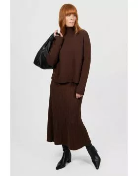 Bridge and Lord Sophie Panelled Flared Skirt In Chocolate