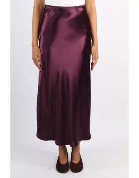 Blackstone Elianna Satin Bias Midi Skirt In Burgundy