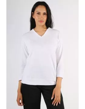 Bridge and Lord Roll Trim Jumper In White