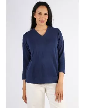 Bridge and Lord Roll Trim Jumper In Navy