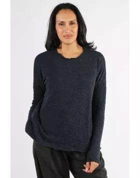 By Basics Merino Bubble Wool Knit Oversized Top In Blue