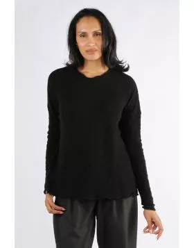 By Basics Merino Bubble Wool Knit Oversized Top In Black
