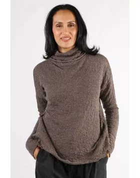 By Basics Bubble Wool Rollneck Top In Earth