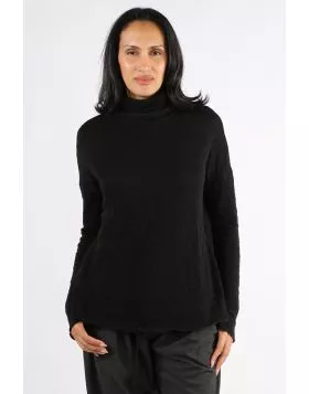 By Basics Bubble Wool Rollneck Top In Black