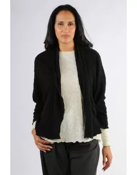 By Basics Merino Bubble Wool Knit Cardi In Black