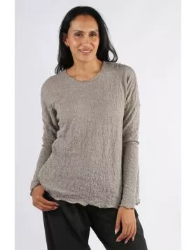 By Basics Merino Bubble Wool Knit Oversized Top In Grey
