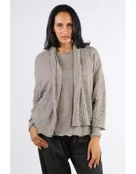 By Basics Merino Bubble Wool Knit Cardi In Grey