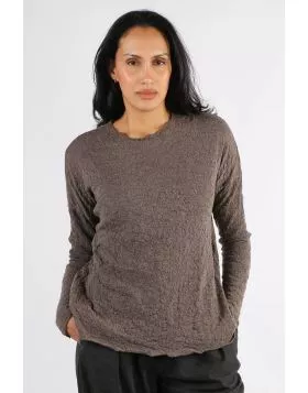 By Basics Merino Bubble Wool Knit Oversized Top In Earth